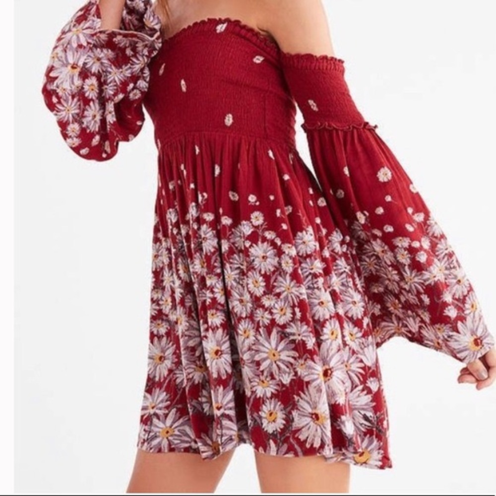 Urban Outfitters Elora Smocked Off Shoulder Dress